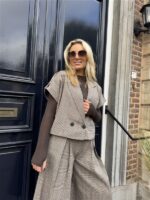 Geruiten Vest/blouse Bruin