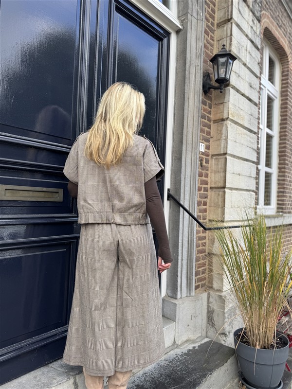 Geruiten Vest/blouse Bruin