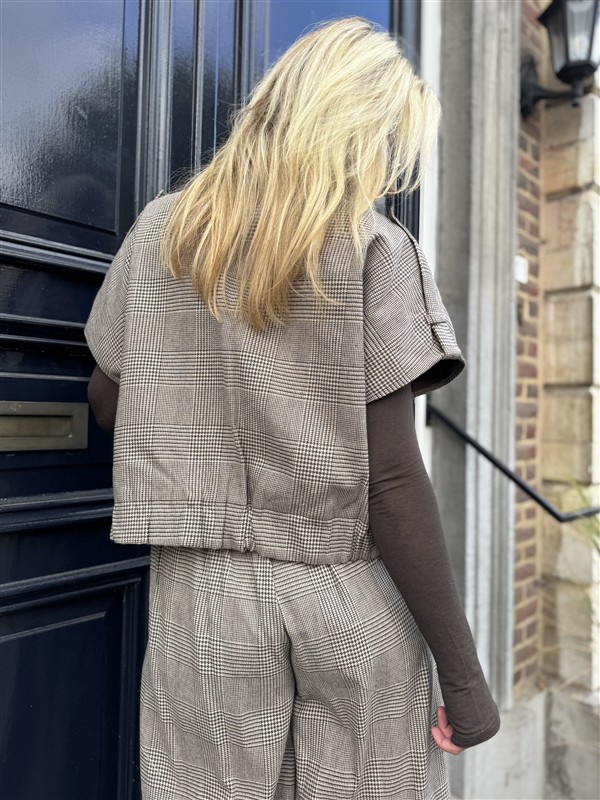 Geruiten Vest/blouse Bruin