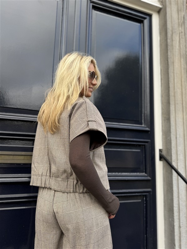 Geruiten Vest/blouse Bruin
