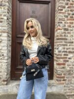 Lederlook Jasje Bruin 4584 Zwart