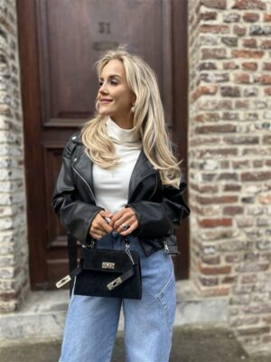 Lederlook Jasje Bruin 4584 Zwart