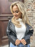 Lederlook Jasje Bruin 4584 Zwart