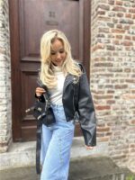 Lederlook Jasje Bruin 4584 Zwart