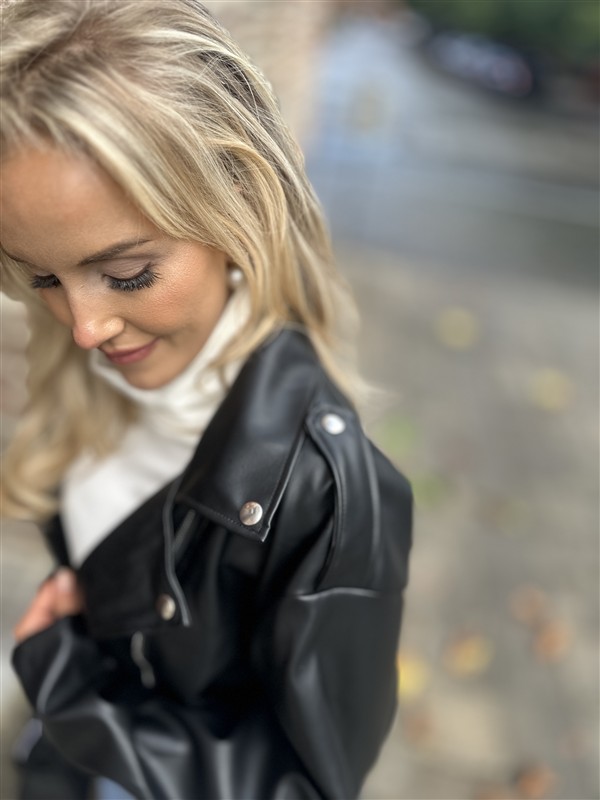 Lederlook Jasje Bruin 4584 Zwart