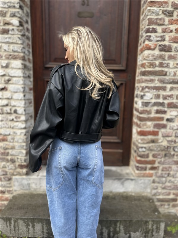 Lederlook Jasje Bruin 4584 Zwart