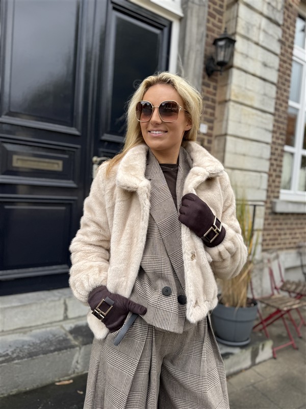 Faux Fur F25503 Beige