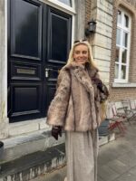 Faux Fur Jas Mix Colors Bruinmix