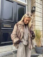 Faux Fur Jas Mix Colors Bruinmix