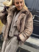 Faux Fur Jas Mix Colors Bruinmix