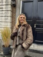 Faux Fur Jas Mix Colors Bruinmix