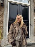 Faux Fur Jas Mix Colors Bruinmix