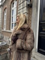 Faux Fur Jas Mix Colors Bruinmix