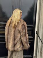 Faux Fur Jas Mix Colors Bruinmix