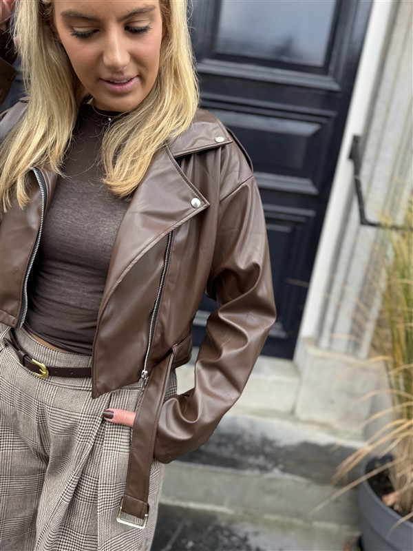Lederlook Jasje Bruin 4584