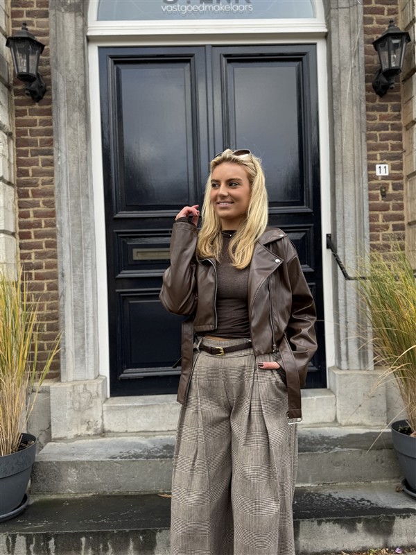 Lederlook Jasje Bruin 4584