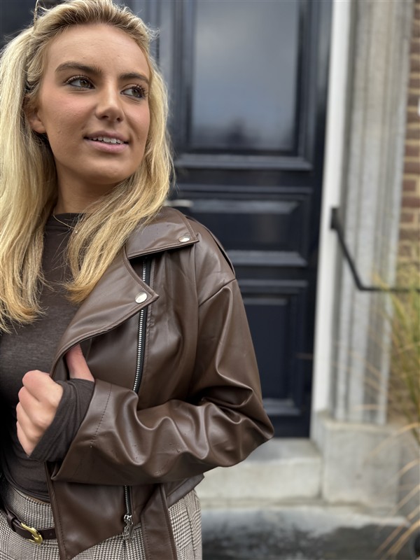 Lederlook Jasje Bruin 4584