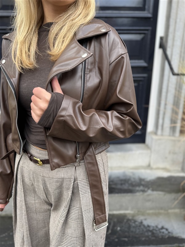 Lederlook Jasje Bruin 4584