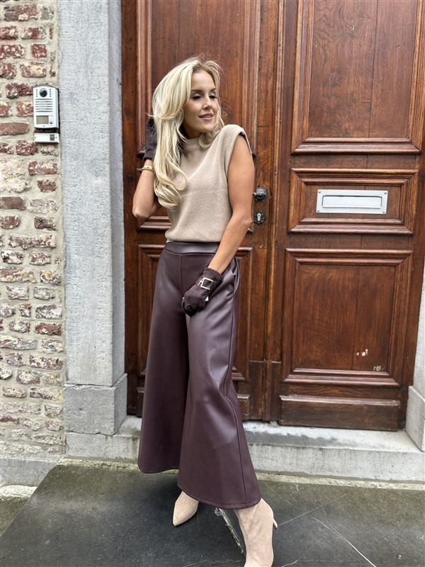 Lederlook Wide Leg H4729 Bordeaux