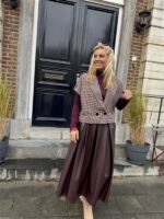 Lederlook Midi Rok Brodeaux H2836