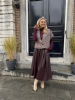 Lederlook Midi Rok Brodeaux H2836