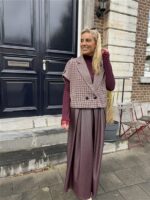 Lederlook Midi Rok Brodeaux H2836