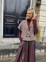 Lederlook Midi Rok Brodeaux H2836