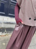 Lederlook Midi Rok Brodeaux H2836