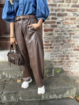 Barrelfit Lederlook Broek Bruin 7222-P8