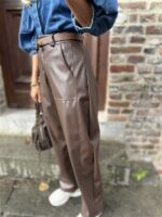 Barrelfit Lederlook Broek Bruin 7222-P8