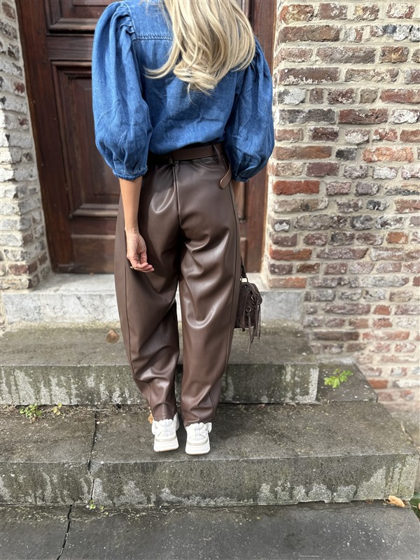 Barrelfit Lederlook Broek Bruin 7222-P8