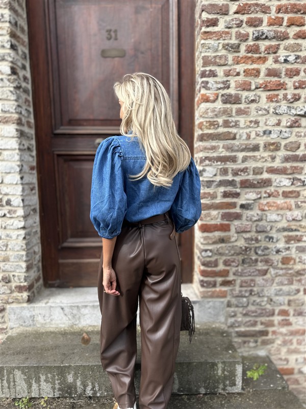 Barrelfit Lederlook Broek Bruin 7222-P8