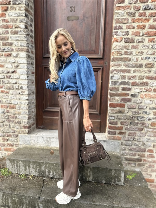 Barrelfit Lederlook Broek Bruin 7222-P8