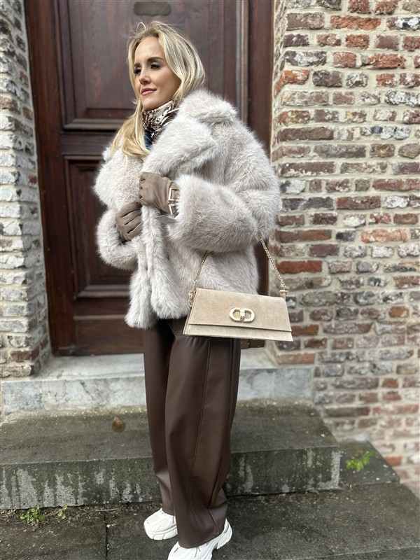 Handschoen Gouden Gesp G12103 Taupe