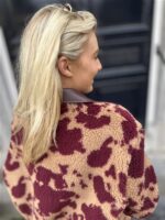 Cow Teddy Coat Lederl Kraag Bordeaux