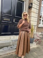 Lederlook Midi Rok Cognac H2836