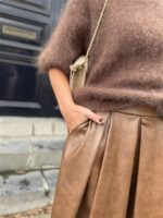 Lederlook Midi Rok Cognac H2836