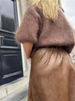 Lederlook Midi Rok Cognac H2836