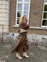 Lederlook Midi Rok Cognac H2836