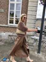 Lederlook Midi Rok Cognac H2836