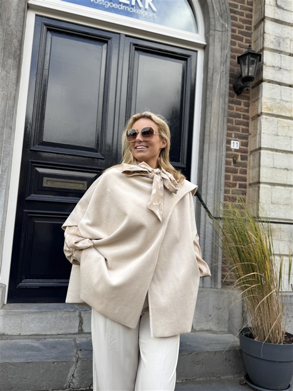 Poncho Cape Overslag Ecru L3m351