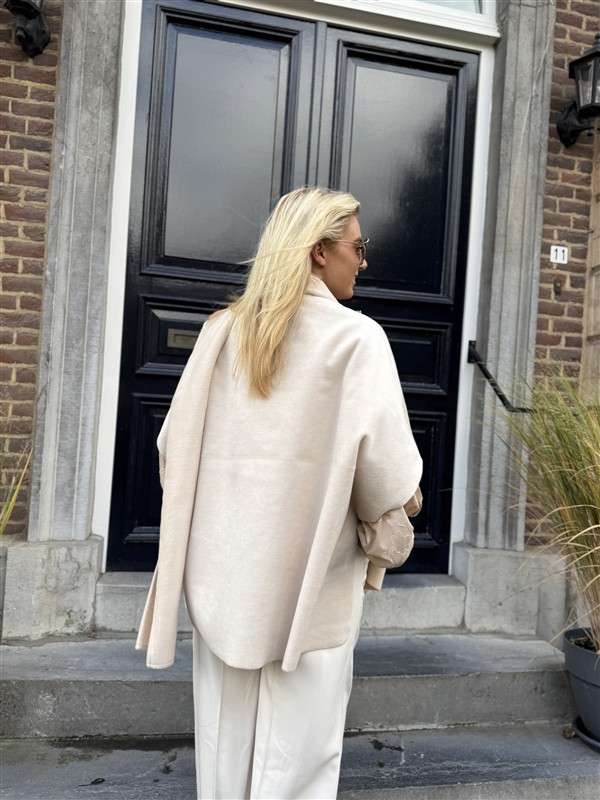 Poncho Cape Overslag Ecru L3m351