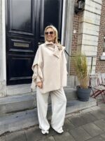 Poncho Cape Overslag Ecru L3m351