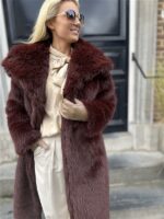 Maxi Faux Fur Jas 98200 Bordeaux