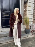 Maxi Faux Fur Jas 98200 Bordeaux