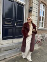 Maxi Faux Fur Jas 98200 Bordeaux