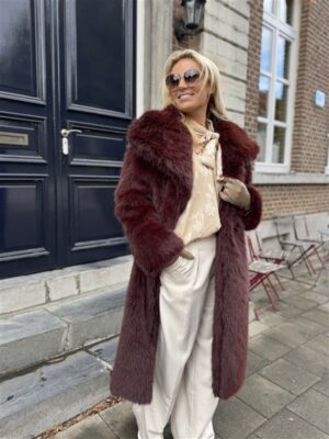 Maxi Faux Fur Jas 98200 Bordeaux