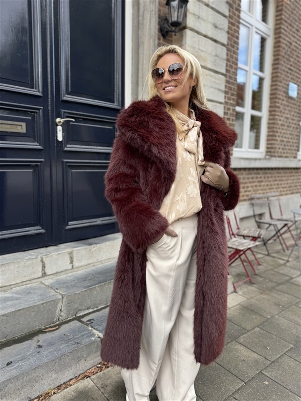 Maxi Faux Fur Jas 98200 Bordeaux