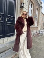 Maxi Faux Fur Jas 98200 Bordeaux