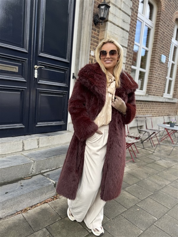 Maxi Faux Fur Jas 98200 Bordeaux